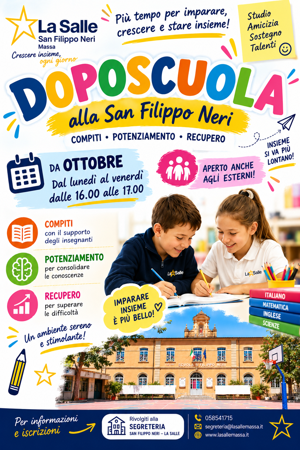 Doposcuola alla Scuola San Filippo Neri: compiti, potenziamento e recupero